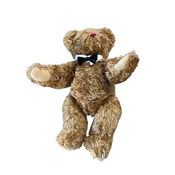 1997 Vermont Teddy Bear 22” Jointed Plush Honey Brown Removable Bow Tie Collar - Picture 2 of 8